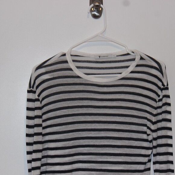 Alexander Wang Black & White Striped Long Sleeve Round Neck Blouse Women's SZ S - Picture 6 of 11